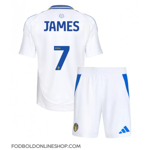 Leeds United Daniel James #7 Hjemme Trøje Børn 2024-25 Kortærmet (+ Korte bukser)